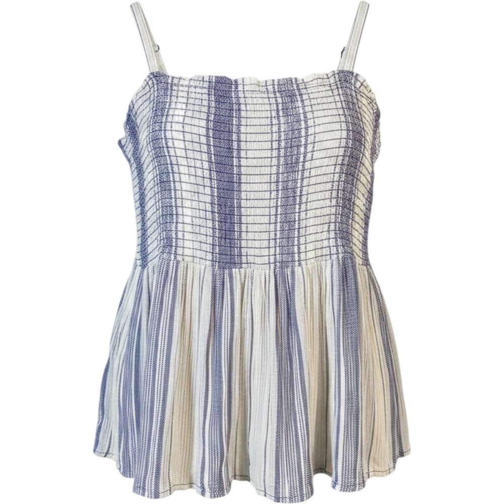 Torrid Peplum Cami Womens Size 2 2X Blue White Striped Smocked Babydoll Tank Top